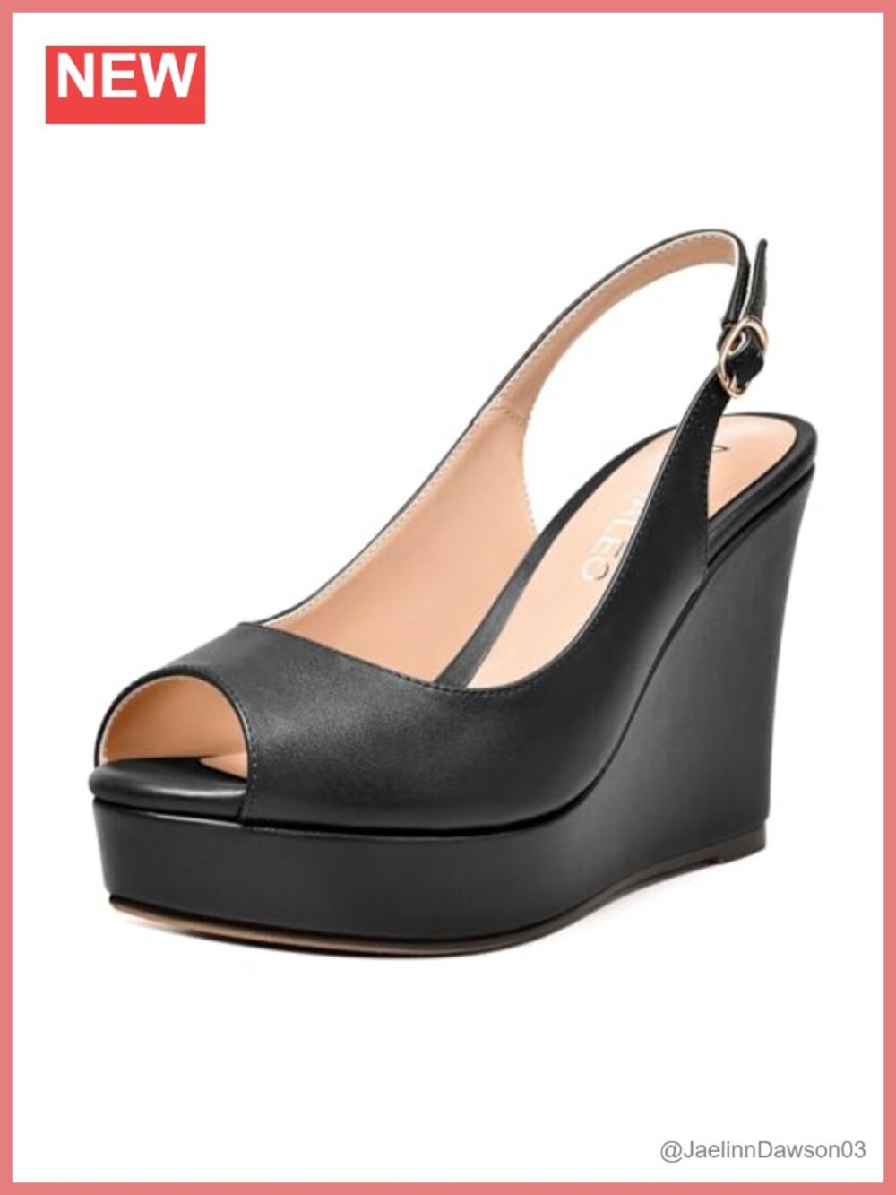 Womens Wedge Heels Platform Peep Toe Pumps Faux Leather Slingback Buckle